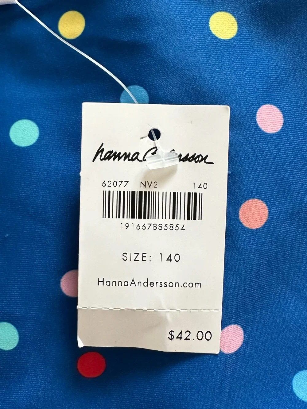 NWT Hanna Andersson Sunblock Rash Guard Top Baltic Blue Polka Dot Multi 10 140cm